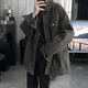 QGF2025春秋薄款美式復古牛仔外套男士女情侶寬松休閑機車(chē)服上衣夾克 深灰色 XL [建議110-130斤]