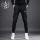 名士鯊 高端潮牌黑色機能工裝褲男修身束腳褲秋季新款時(shí)尚百搭個(gè)性帥氣休閑褲 JW-3665黑色 29