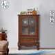 木平面 美式小酒柜全實(shí)木仿古歐式餐邊柜 玻璃門(mén)靠墻紅酒柜簡(jiǎn)約客廳矮柜 板栗色