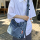 鷗咖諾 牛仔帆布包女2023新款韓版夏季學(xué)生斜挎包男港風(fēng)休閑簡(jiǎn)約單肩包