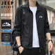 JEEP SPIRIT吉普外套男潮流春秋季夾克男士立領(lǐng)修身衣服 黑色 XL 