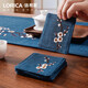 駱易家（Lorica）梅花刺繡茶墊杯墊茶杯墊中國風(fēng)禪意布藝餐墊中式棉麻杯墊隔熱墊 山園小梅杯墊-藍色 杯墊9cm*9cm（一片裝）