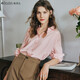 Olrain【5折】法式長(cháng)袖襯衫女春裝新款寬松通勤風(fēng)襯衣女 粉色（不配披肩） L
