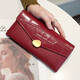 絲芙倫黃色招財女神節牛皮錢(qián)包女2026新款軟皮鱷魚(yú)紋手拿錢(qián)夾放手機包 酒紅色