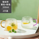 富光玻璃杯水杯家庭套裝透明簡(jiǎn)約耐熱茶杯帶把牛奶杯客廳喝水杯子套裝 兩只裝（黃粉）350ml