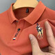 嘉曄POLO衫男簡(jiǎn)約刺繡帥氣翻領(lǐng)高端Polo衫男潮流潮牌夏季帶領(lǐng)男士短袖 橘色 2XL【120-140斤】