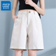 真維斯（Jeanswest）女裝西裝褲2025年夏季純色直筒闊腿褲高腰顯瘦簡(jiǎn)約寬松五分短褲女 白色 純色 M