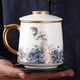 聚均閣 景德鎮(zhèn)羊脂玉白瓷茶杯帶蓋過濾辦公室泡茶杯子陶瓷會議老板水杯 福悅-辦公茶杯【450ML】 禮盒裝