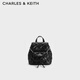 CHARLES&KEITH菱格大容量柔軟多用背包書包雙肩包包女包七夕禮物CK2-60151400 Noir黑色 S