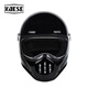 KAESE摩托車(chē)頭盔碳纖維全盔復古男女小盔體巡航機車(chē)春夏季機車(chē)騎行頭盔 玻璃鋼亮黑 大碼（60-61cm）