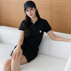 美職棒（MLB）官方 女裝短袖連衣裙polo領(lǐng)直筒休閑運動裙子24夏季新款3FOPB0543 紐約洋基隊/黑色 XS 160/84A