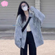 EPET韓系休閑牛仔短外套女裝2024新款春秋季小個子香風防曬衣早秋薄款 藍色襯衣 M 45-55kg