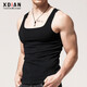 續(xù)點(diǎn)方領(lǐng)背心男夏無袖t恤男坎肩健身緊身韓版修身運(yùn)動(dòng)彈力棉男士背心 黑色 XL 碼128-138斤左右修身版型