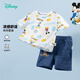 迪士尼寶寶（Disney Baby）童裝男童套裝潮酷米奇短袖套裝舒適柔軟24年夏新品 白色+牛仔藍 90