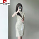皮爾卡丹（pierre cardin）旗袍2025新款春夏季氣質少女改良版短款小個子連衣裙年輕款 薄荷綠 XL