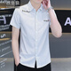 以堡狼（YIBAOLANG）新款短袖襯衫男潮流韓版修身休閑襯衣免燙抗皺夏季半袖夏季薄款 583白色 XL（120-135斤）