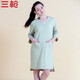 三槍夏季女士薄款高支絲光棉鑲邊V領(lǐng)七分袖睡裙舒適休閑可外穿家居裙 筠霧綠 L /165