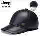 JEEP SPIRIT羊皮毛一體棒球帽冬季男士中老年人防寒護耳真皮父親帽戶(hù)外羊毛帽 黑色 大號（59-60cm）