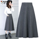 啄木鳥(niǎo)羊·毛呢半身裙女秋冬新款寬松大擺裙媽m媽跳舞裙中長(cháng)裙呢子裙 深灰色 XL 建議120-135斤