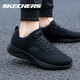 Skechers斯凱奇男鞋夏季運動鞋新款網(wǎng)面透氣休閑鞋戶外輕便緩沖跑步鞋子男 全黑色 41.5