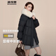 波司登（BOSIDENG）羽絨服女款短款翻領(lǐng)大毛領(lǐng)新國標90絨商場(chǎng)同款修身外套 黑色8056 M 165/88A