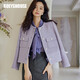 ROEYSHOUSE羅衣氣質(zhì)淺紫色粗花呢外套女秋冬新款知性OL小香風(fēng)西服07522 淺紫色 S
