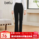 百圖betu女裝秋季新款休閑褲百搭高腰長褲顯瘦哈喇褲女2308T70 黑色 L
