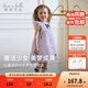 戴維貝拉（DAVE＆BELLA）【庫(kù)洛米聯(lián)名】女童連衣裙女寶寶網(wǎng)紗裙洋氣兒童公主裙小童裙子 灰紫色【現(xiàn)貨】 120 cm（建議身高110-120cm）