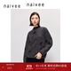 納薇（naivee）冬新款澳洲優(yōu)雅貴氣珠片繡圓領(lǐng)針織衫毛衣女 深灰 165/88A/L