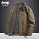 JEEP SPIRIT吉普棉服男燈芯絨外套男裝休閑保暖加絨寬松大碼羊羔絨棉衣翻領(lǐng)潮 淺棕色 XL