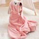 穎貝爾兒童浴衣包巾浴巾斗篷帶帽浴袍嬰兒浴袍冬天厚款男女童洗澡 藕粉 90*150cm（展開(kāi)尺寸）
