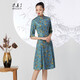 木真了中國風改良旗袍裙新品復古花卉印花A擺連衣裙916 11色 M