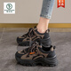 啄木鳥(niǎo)踩屎感春款老爹鞋女2025年新款春秋單鞋顯腳小碼34學(xué)生運動(dòng)休閑鞋 黑色 單層 春夏透氣 38 (240mm)