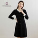 翠貝卡商場(chǎng)同款秋冬字翻領(lǐng)修身針織毛衣連衣裙 黑色 XL