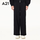 A21秋冬女裝肌理感寬松直筒休閑褲女高腰復古簡(jiǎn)約長(cháng)褲女 黑色 M