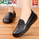 卡帝樂(lè )鱷魚(yú)（CARTELO）2026新款春夏懶人媽媽單鞋平底中老年豆豆鞋女牛筋軟底休閑小皮鞋 黑色 38