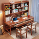 哈駱頓實(shí)木書(shū)桌書(shū)架一體兒童學(xué)習桌子辦公寫(xiě)字桌書(shū)房學(xué)生雙人書(shū)桌椅組合 胡桃色【一桌+2扶手椅】 180*60*195