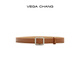 VEGA CHANG可調節女士皮帶簡(jiǎn)約百搭通勤時(shí)尚半身裙牛仔褲腰帶裝飾 棕色（無(wú)孔）