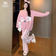 莫代爾半邊絨軟綿綿睡衣女冬粉色大眼睛可愛(ài)加厚保暖珊瑚絨家居服套裝