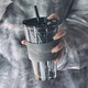 沐韓（MUHAN）極光杯子ins高顏值吸管杯耐高溫學(xué)生森系防燙辦公情侶吸管杯簡約 大號煙灰+純黑蓋+吸管+煙灰杯套