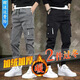 策息加絨保暖褲子男秋冬季工裝褲多口袋休閑褲男束腳工作褲運動(dòng)長(cháng)褲 加絨322黑色+加絨322灰色 3XL -建議145-160斤左右