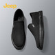 Jeep吉普男鞋春季2026新款老北京布鞋男透氣軟底一腳蹬男鞋套腳懶人鞋 黑色 41
