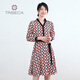 TRIBECA/翠貝卡新款紅色領(lǐng)長(zhǎng)袖格子收腰長(zhǎng)袖連衣裙 紅色 L