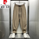 皮爾卡丹（pierre cardin）2025春夏季新品棉麻透氣垂感休閑褲男士潮流寬松褶皺哈倫蘿卜褲 咖色 L推薦體重120-140斤