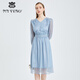 MY TENO藍色V領(lǐng)網(wǎng)布蕾絲連衣裙氣質(zhì)裙子漂亮長(cháng)裙2024夏季新款 藍色 S