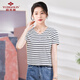 俞兆林女裝韓版寬松條紋上衣學(xué)生休閑百搭短袖T恤 YWTD192182 白色 XL
