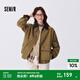 森馬（Semir）外套女燈芯絨翻領(lǐng)寬松潮酷chic女士秋拼接格紋復(fù)古夾克工裝風(fēng) 卡黑色調(diào)00359 L