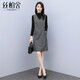 絲柏舍秋裝新款女裝時(shí)尚V領(lǐng)無(wú)袖顯瘦簡(jiǎn)約氣質(zhì)毛呢背心連衣裙 黑灰人字紋 M