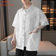 胖優(yōu)米M-8XL夏季男士短袖襯衫加肥加大碼胖子襯衣寬松韓版潮流開(kāi)衫上衣 白色 8XL 建議250-300斤