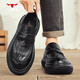 公牛世家男鞋透氣豆豆鞋厚底耐磨休閑鞋懶人一腳蹬工裝鞋大頭輪胎底皮鞋